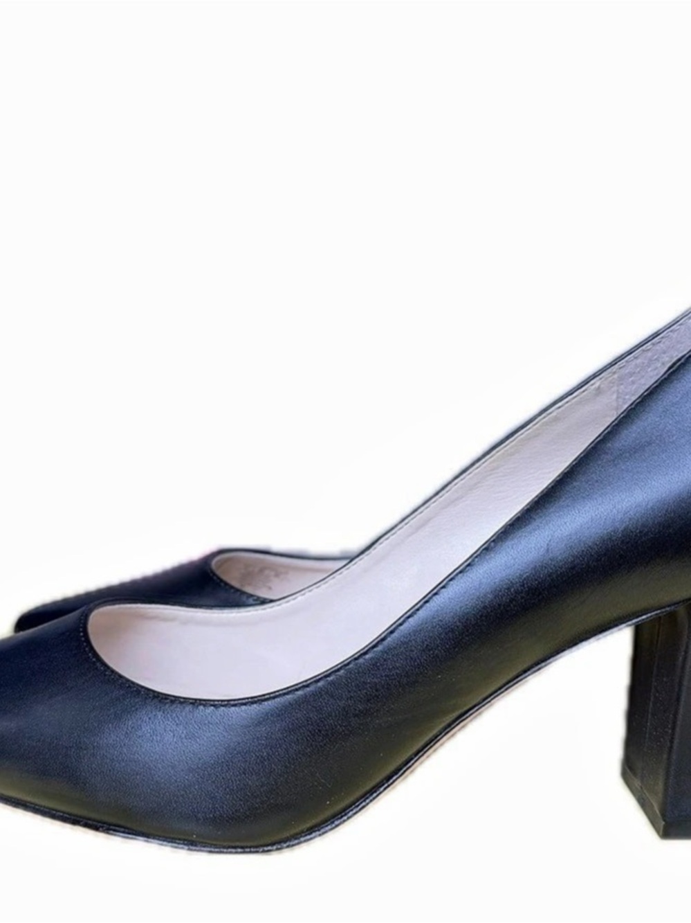 Marc Fisher Leather LTD Zala Block Heel Pointy Toe Pump Black Made in Spain